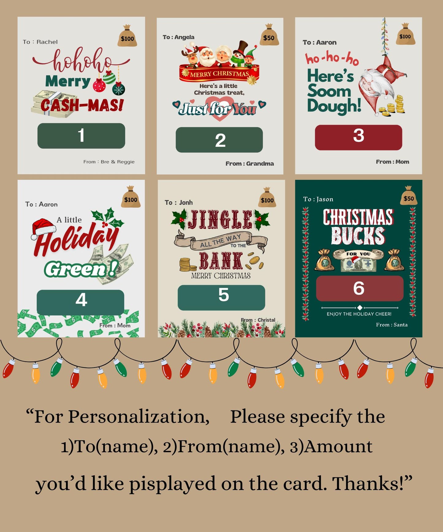 Christmas Money Card - Money Holder Card - Stocking Stuffer - Christmas Gift for Kids - Money Gift Holder - Christmas Ornaments