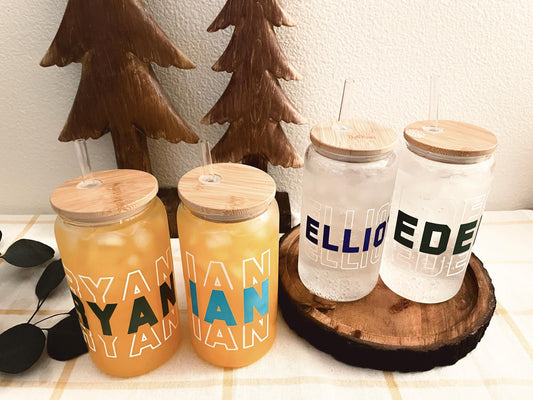 Color Changing Cups Personalized Glass Can Soda Beer Can Glass with Lid and Plastic Straw Christmas Gifts Gift for Teens Holiday gift